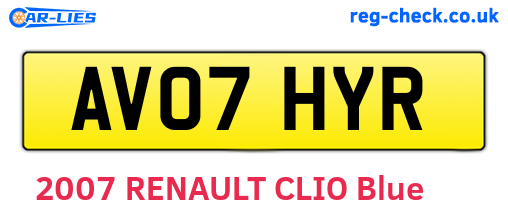 AV07HYR are the vehicle registration plates.