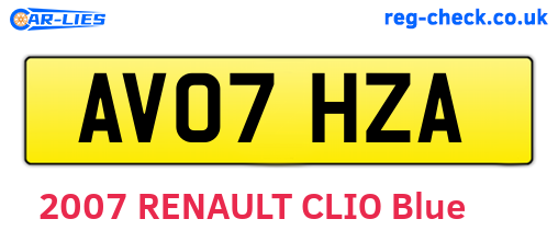 AV07HZA are the vehicle registration plates.