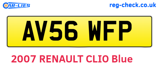 AV56WFP are the vehicle registration plates.