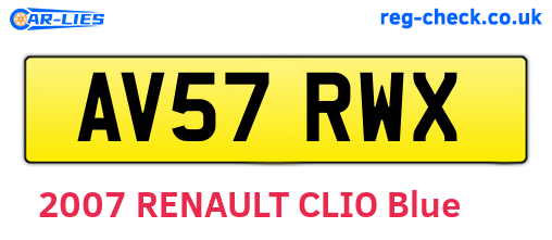 AV57RWX are the vehicle registration plates.