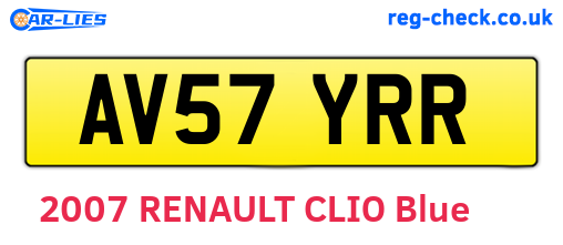 AV57YRR are the vehicle registration plates.