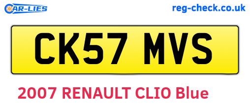 CK57MVS are the vehicle registration plates.