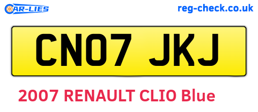 CN07JKJ are the vehicle registration plates.