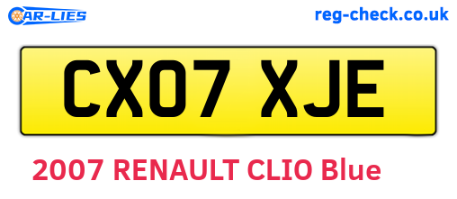 CX07XJE are the vehicle registration plates.