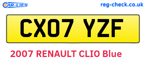 CX07YZF are the vehicle registration plates.
