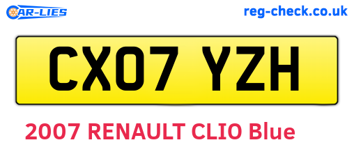 CX07YZH are the vehicle registration plates.