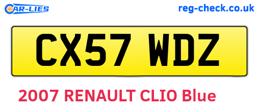 CX57WDZ are the vehicle registration plates.