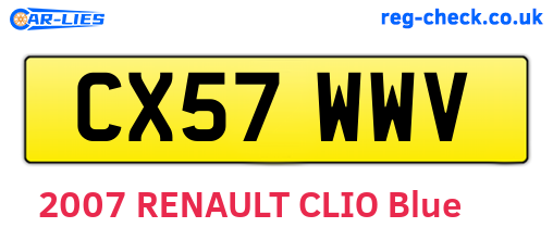 CX57WWV are the vehicle registration plates.