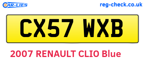 CX57WXB are the vehicle registration plates.