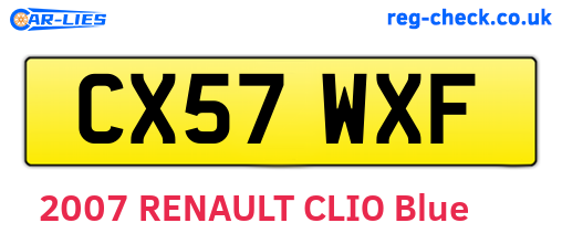 CX57WXF are the vehicle registration plates.