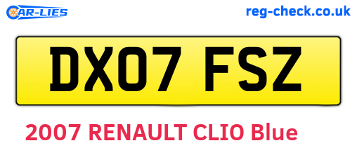 DX07FSZ are the vehicle registration plates.