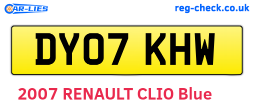 DY07KHW are the vehicle registration plates.