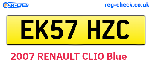 EK57HZC are the vehicle registration plates.