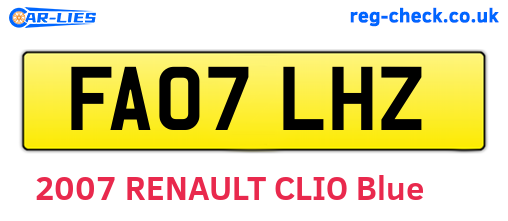 FA07LHZ are the vehicle registration plates.