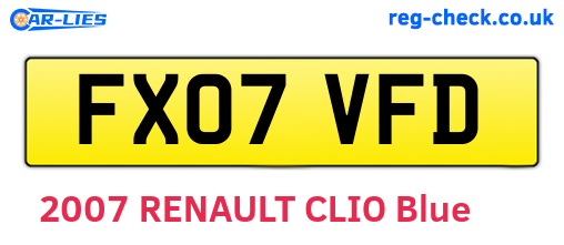FX07VFD are the vehicle registration plates.