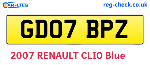 GD07BPZ are the vehicle registration plates.