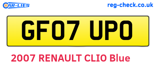 GF07UPO are the vehicle registration plates.