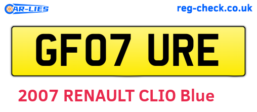 GF07URE are the vehicle registration plates.
