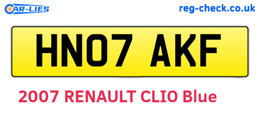 HN07AKF are the vehicle registration plates.
