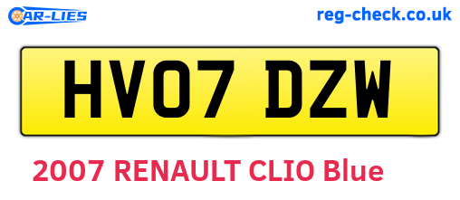 HV07DZW are the vehicle registration plates.