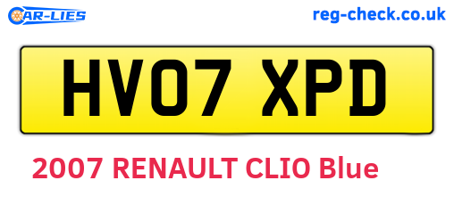 HV07XPD are the vehicle registration plates.