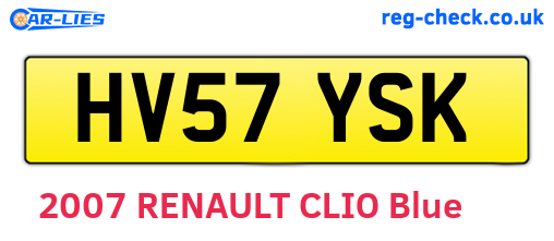 HV57YSK are the vehicle registration plates.