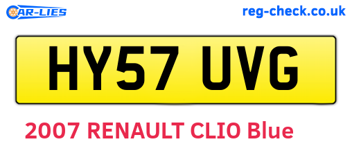 HY57UVG are the vehicle registration plates.