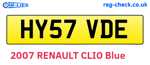 HY57VDE are the vehicle registration plates.
