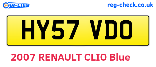 HY57VDO are the vehicle registration plates.