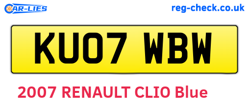 KU07WBW are the vehicle registration plates.