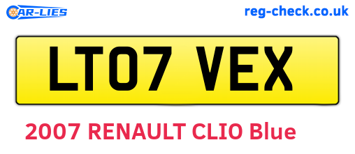 LT07VEX are the vehicle registration plates.