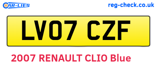 LV07CZF are the vehicle registration plates.