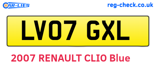 LV07GXL are the vehicle registration plates.