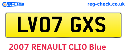 LV07GXS are the vehicle registration plates.