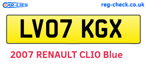 LV07KGX are the vehicle registration plates.