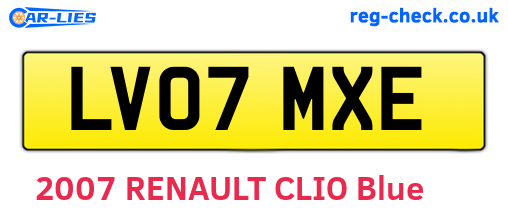LV07MXE are the vehicle registration plates.
