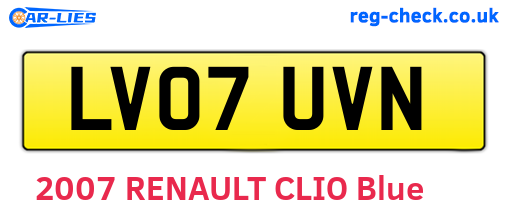 LV07UVN are the vehicle registration plates.