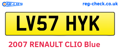 LV57HYK are the vehicle registration plates.