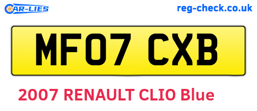 MF07CXB are the vehicle registration plates.