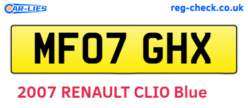 MF07GHX are the vehicle registration plates.