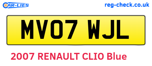 MV07WJL are the vehicle registration plates.