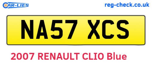 NA57XCS are the vehicle registration plates.