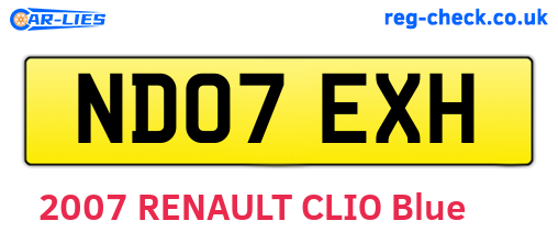 ND07EXH are the vehicle registration plates.