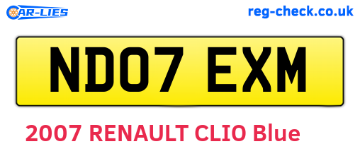 ND07EXM are the vehicle registration plates.