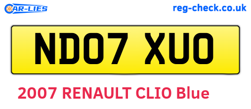 ND07XUO are the vehicle registration plates.