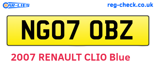NG07OBZ are the vehicle registration plates.