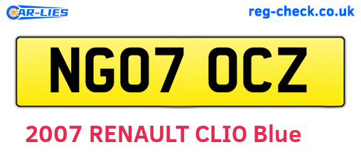 NG07OCZ are the vehicle registration plates.