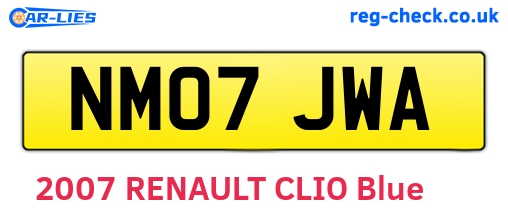 NM07JWA are the vehicle registration plates.