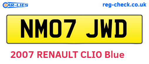 NM07JWD are the vehicle registration plates.
