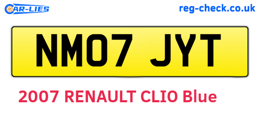 NM07JYT are the vehicle registration plates.